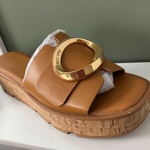 NWT Franco Sarto Hoda Tan cork platform sandals size 8